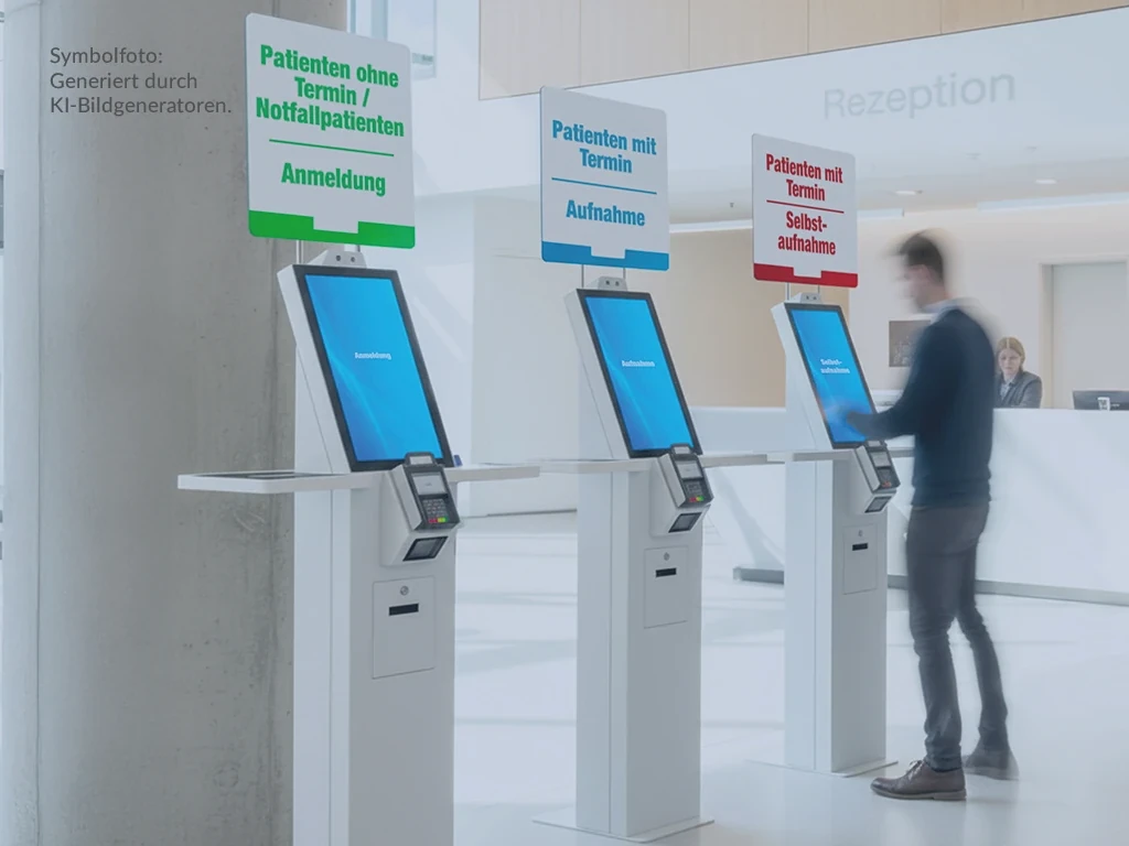 Magazinbeitrag Aufnahmetag Ein Patient nutzt die Möglichkeiten des POLAVIS Aufnahmetags zum Self-Check-in.