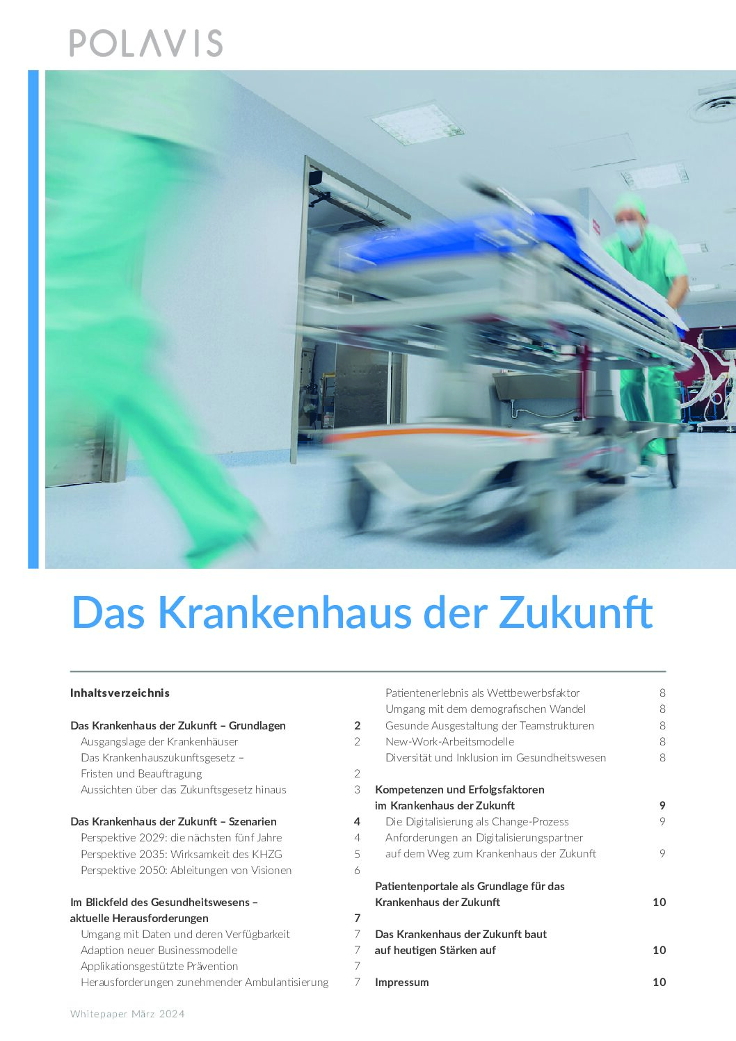Titelseite des POLAVIS Whitepapers „Das Krankenhaus der Zukunft“