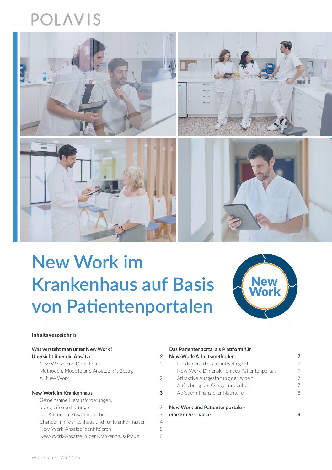 Titelseite des POLAVIS Whitepapers „New Work im Krankenhaus auf Basis von Patientenportalen“