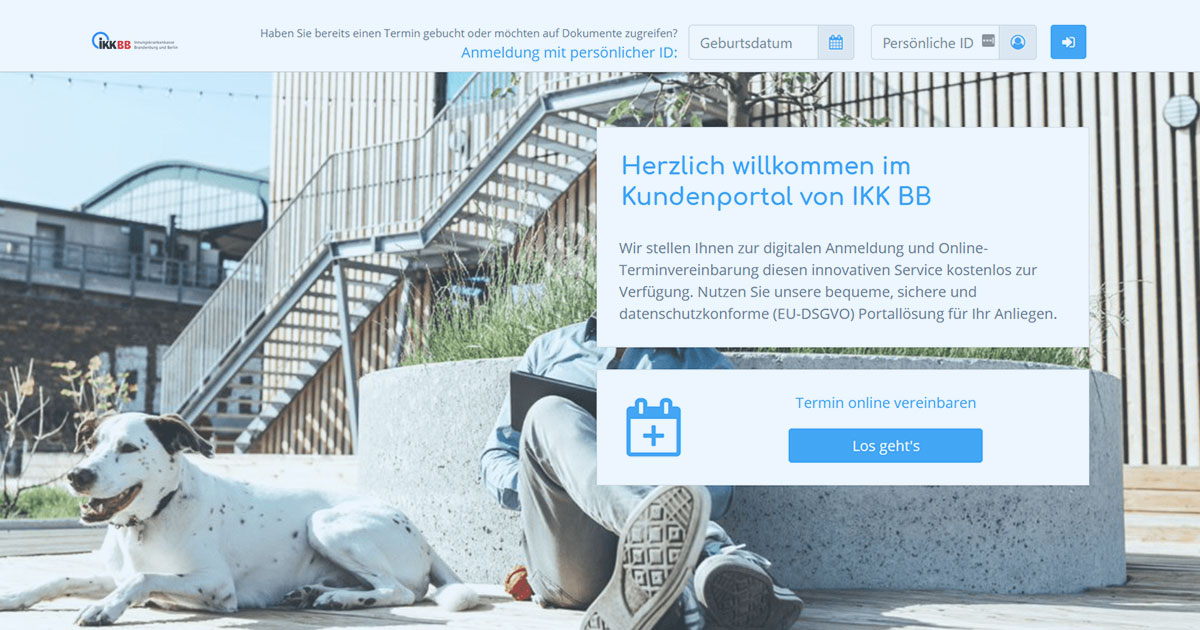Portal fuer digitale Anmeldung und Online Terminvereinbarung der IKK BB